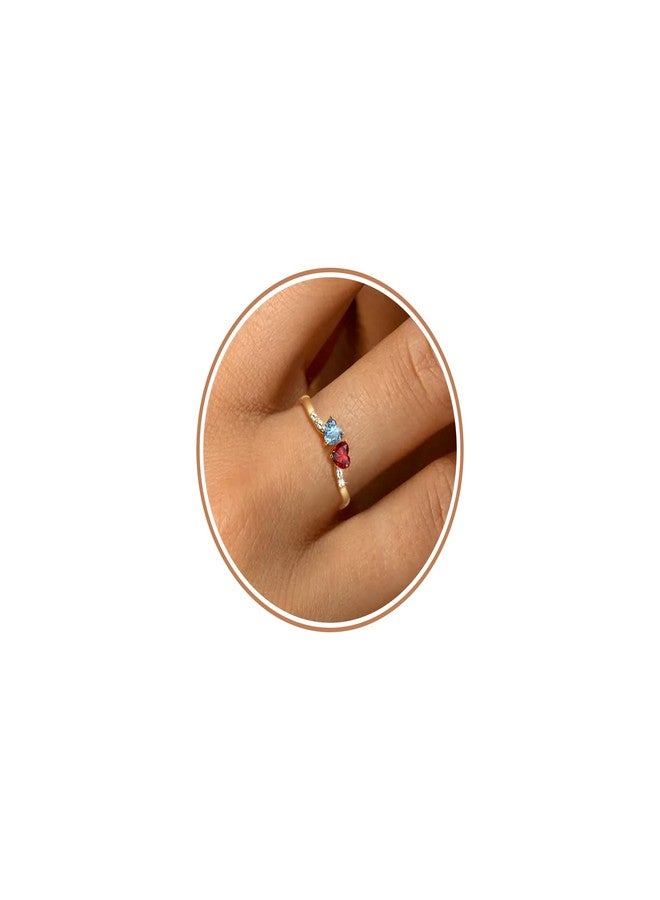 Sistble January Birthday Gifts for Women, Promise Rings for Her Christmas Gifts March Aquamarine Ring Stackable Garnet Birthstone Rings Wife Birthday Gift Jewelry - Image 1
